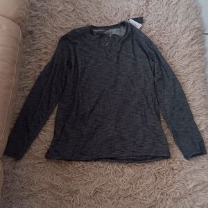 Blue Black brand Men's Charcoal Long Sleeve Henly Style Top XXL NWT